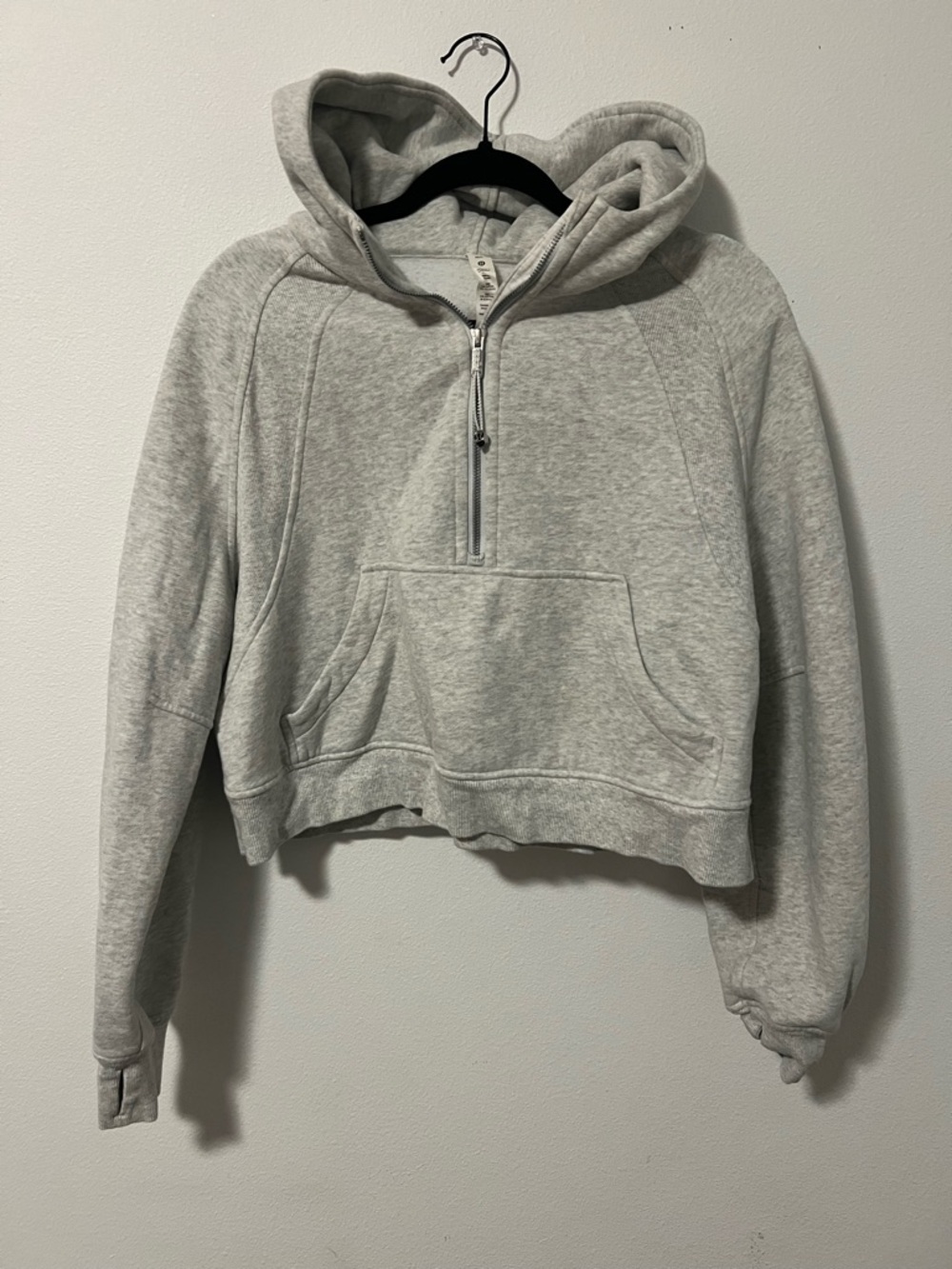 lululemon athletica Light Gray Cropped Half-Zip Hoodie